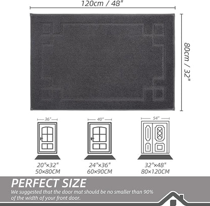BEQHAUSE Door Mat 32" x 48", Non-Slip Door Mats Indoor Entryway Rugs Washable Low-Profile Absorbent and Stain Resist Floor Mats, Dog Door Mat for Front Back Door, Muddy Wet Shoes & Paws, Dark Grey
