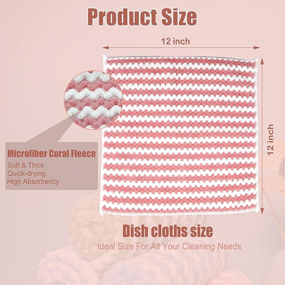 Microfiber Cleaning Cloth,12 Pack 12"x12" Dish Towels for Kitchen,Fast Drying Dish Rags for Washing Dishes, Wash Cloths Super Absorbent Lint Free Kitchen Towels for Limpiar House and Keeping