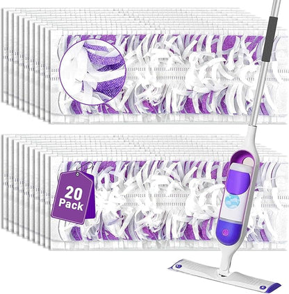 20-Pack Disposable Microfiber Power Mop Pad Refills Compatible with Swiffer Power Mop Refills,Replacement Pads for Swiffer Wet Pads Refill,Non-Washable & Unscented
