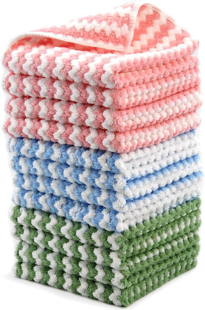 Microfiber Cleaning Cloth,12 Pack 12"x12" Dish Towels for Kitchen,Fast Drying Dish Rags for Washing Dishes, Wash Cloths Super Absorbent Lint Free Kitchen Towels for Limpiar House and Keeping