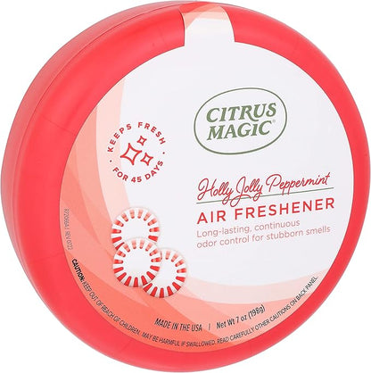 Citrus Magic Holiday Odor Absorbing Solid Air Freshener, Holly Jolly Peppermint, 7-Ounce