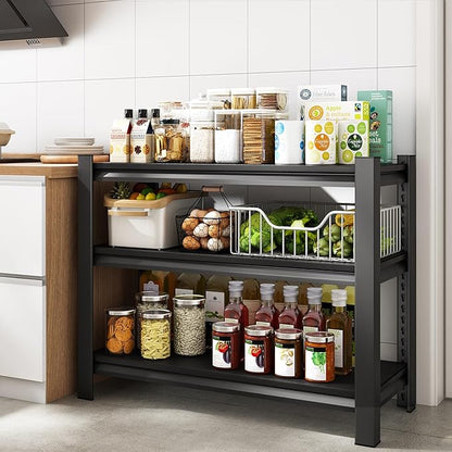40" W Garage Shelving Heavy Duty，1500LBS Loads Adjustable Garage Storage Shelves,3-Tier Metal Storage Racks and Shelving Units, Utility Rack Shelves,40”W x 18”D x 36”H,Black