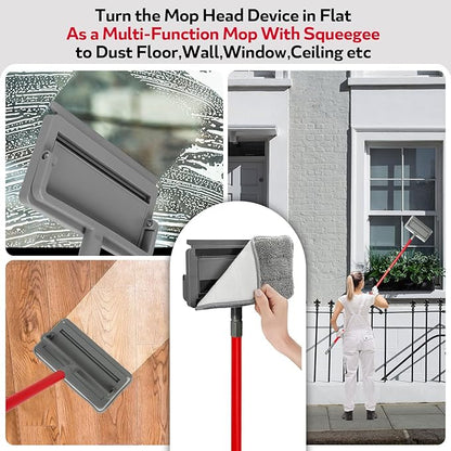 Ceiling Fan Cleaner Duster , 62.5‘’ Extendable Long Handle Ceiling Fan Blade Cleaning Tool, Reusable Chenille & Microfiber Mop Head for Dusting Ceiling Fan Baseboard Wall Floor,car wash mop