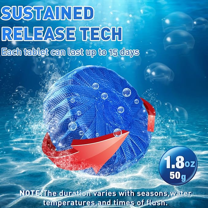 Qualirey 100 Pack Automatic Toilet Cleaner Tablets Toilet Bowl Long Lasting Bathroom Tank Tablets (Blue)
