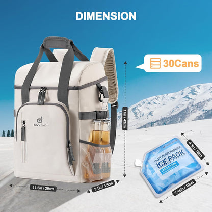 Odoland Cooler Backpack, 30 Cans Insulated Leak-Proof Cooler Bag with Ice Pack for Women and Men, Waterproof Beach Lunch Cooler