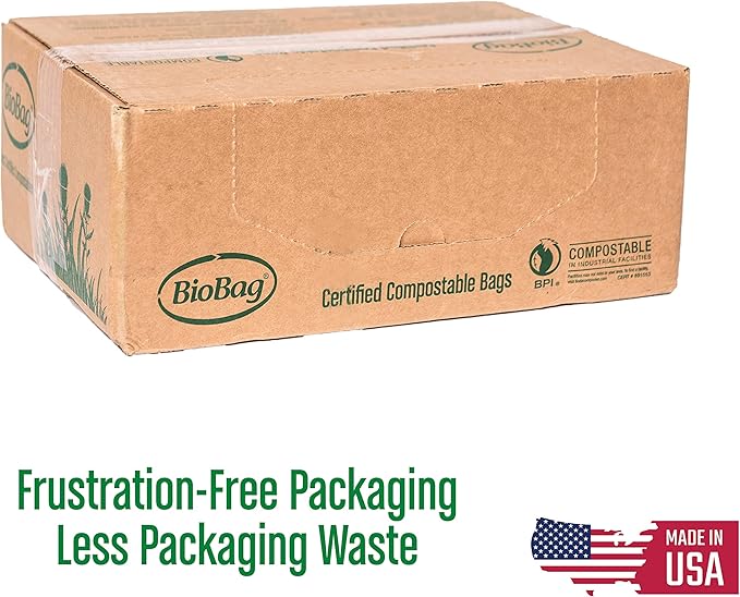 BioBag (USA) The Original Compostable Bag, 48 Gallon, 80 Count, 100% Certified Compostable Trash Bag Liners for Food Waste, Extra Strong and Durable, Trash Bag