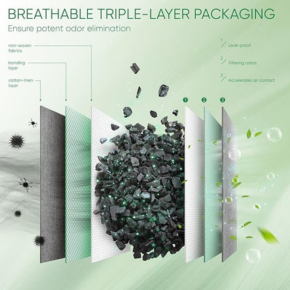 Activated Charcoal Odor Absorber,Large 12 Pack w Hooks Nature Odor Eliminator for Strong Odor, Bamboo Charcoal Air Purifying Bags,Moisture Absorbers for Fresh Home Car Closet Pet,Smoke Room Deodorizer
