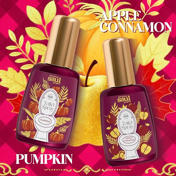 Toilet Spray, Pumpkin Scent, Travel Essentials, 4 Fl.Oz, Up to 200 Uses, Bathroom Odor Eliminator - Pumpkin, Smoked Vanilla & Cinnamon