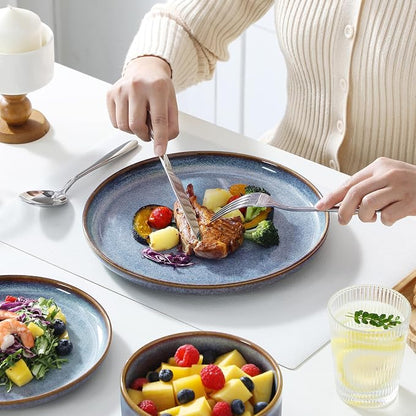 vancasso PLAYA Plates and Bowls Sets, 18 Pieces Grey-Blue Dinnerware Sets