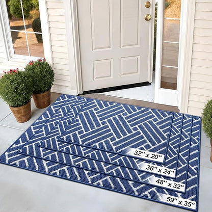 OLANLY Indoor Door Mat, 32x20 Inch, Dirt Resistant and Absorbent, Non-Slip Rubber Backing Floor Mats, Easy Clean Low-Profile Doormat for Entryway, Front Door, and Inside Entrance, Navy
