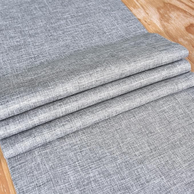 NEWISHER Farmhouse Rustic Table Runner Solid Grey Rectangular Table Runners Faux Linen Table Runner for Everyday Use Kitchen Dining Party Table 13x72 Inch