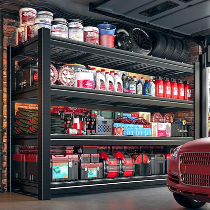 60.1" W Storage Shelves Extra Wide Metal Shelving 2500LBS Garage Shelving Adjustable 4 Tier Garage Shelves Industrial Metal Shelf for Basement Warehouse Shop 60.1" W x 24.1" D x 60" H