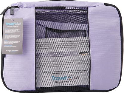 TravelWise Luggage Packing Organization Cubes 5 Pack, Lavender, 2 Small, 2 Medium, 1 Large (TWPC-27)