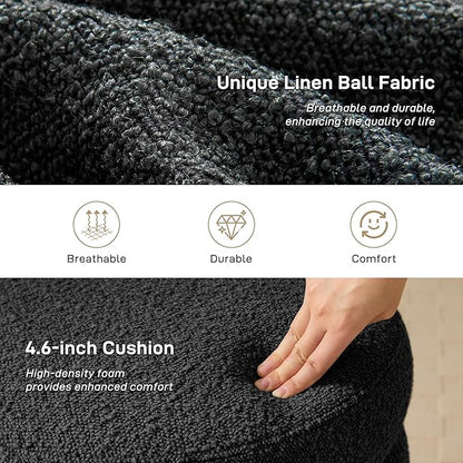Round Ottoman with Storage Boucle Ottoman Stool with Storage Removable Lid for Living Room Modern Vanity Sorage Stool Foot Rest Bedroom Dorm Gift Set of 1 (Black)
