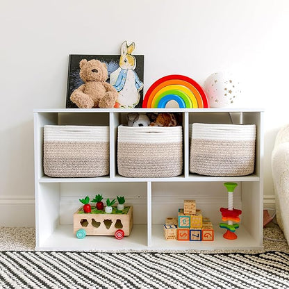 NaturalCozy Storage Cubes 9”x9”x7”Cotton Rope Woven Baskets for Organizing 3-Pack | 9 Inch Cube Storage Bin | Small Basket for Shelf Nursery, Pantry, Decorative Plant, Bathroom Closet, Toy Gift