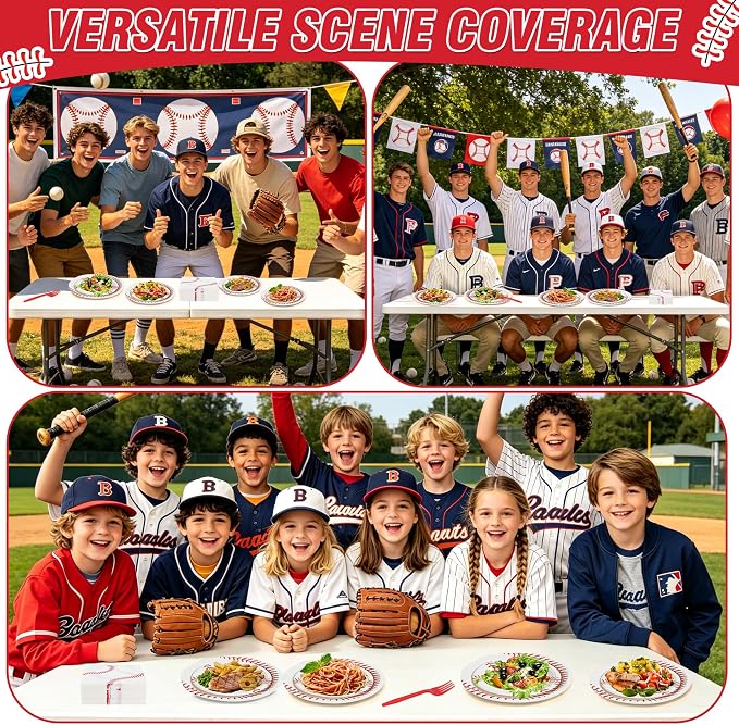 100 Pcs Disposable Baseball Party Tableware Set