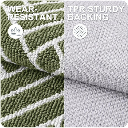 OLANLY Indoor Door Mat, 48x32 Inch, Dirt Resistant and Absorbent, Non-Slip Rubber Backing Floor Mats, Easy Clean Low-Profile Doormat for Entryway, Front Door, and Inside Entrance, Green