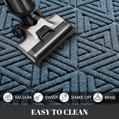 Yimobra Outdoor Mats for Front Door 29.5x17, All-Weather Waterproof Non-Slip Outdoor Door Mat Outside Eentrance, Garage/Patio Entryway Indoor Doormat, Easy Clean, Mix Blue