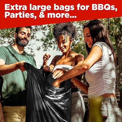 ToughBag 44 Gallon Commercial Trash Bags, 38x46” (100 COUNT) – 39, 40, 42 Gallon Contractor Bags, Black Garbage Can Liners - Made in USA