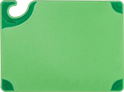 San Jamar Saf-T-Grip Plastic Cutting Board with Safety Hook, 9" x 12" x 0.375", Green