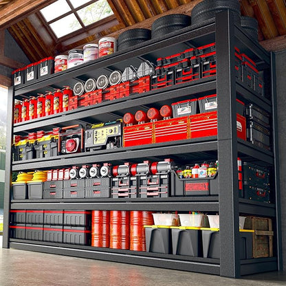 3125LBS Storage Shelves, 60.1" W Garage Shelving Heavy Duty, Adjustable Metal Shelving Unit, Storage Rack for Garage, Basement, Warehouse with Tool-Free Installation, 60.1" W x 24" D x 72.1" H