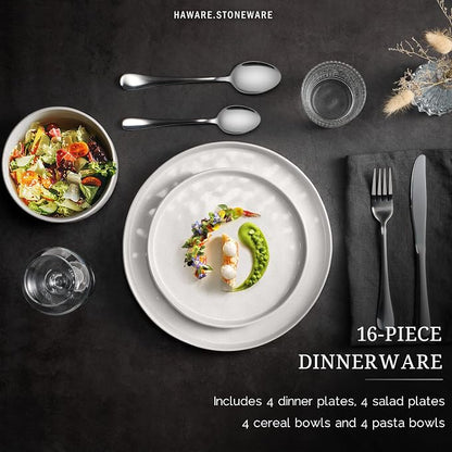HaWare Dinnerware Sets, 16-Piece Plates and Bowls Set