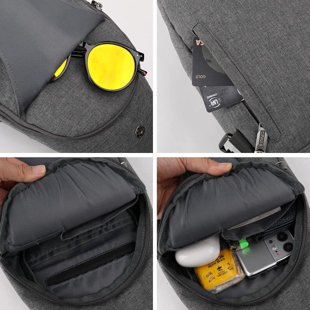 WATERFLY Small Crossbody Sling Backpack Anti Theft Backpack for Traveling Chest Shoulder Bag