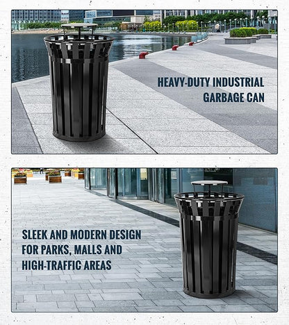 Trash can Lid for Alpine Commercial Outdoor Trash Can - Weather Resistant Round Metal Trash Can Rain Bonnet Lid