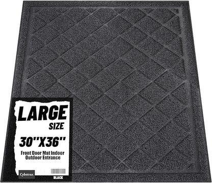 Front Door Mat Indoor Outdoor Entrance, 30" x 36" Heavy Duty All-Season All-Weather Waterproof Doormat Trap Dirt and Moisture Easy Clean Low Profile Patio Porch Entryway Mat