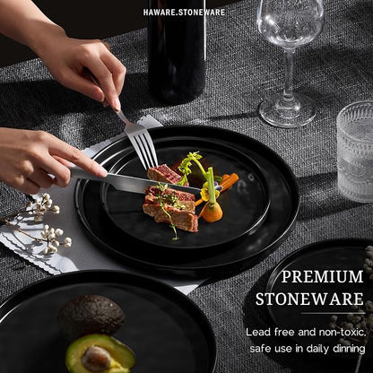 HaWare Dinnerware Sets, 24-Piece Stoneware Dish Set