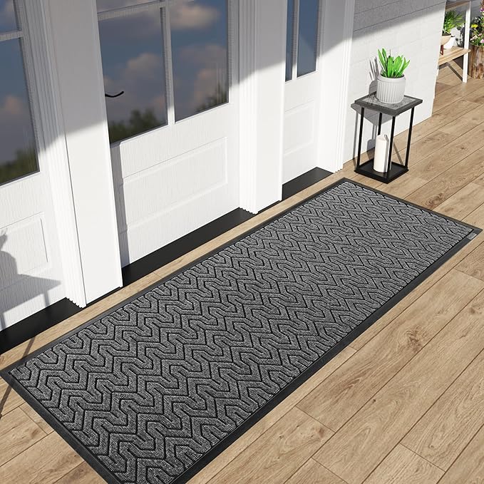 Yimobra 72x24 Indoor Outdoor Runner Rug, Heavy-Duty Waterproof Entrance Mat for High Traffic Areas, Commercial Grade Welcome Door Mat, Easy Clean, Mix Grey