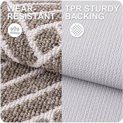 OLANLY Indoor Door Mat, 48x32 Inch, Dirt Resistant and Absorbent, Non-Slip Rubber Backing Floor Mats, Easy Clean Low-Profile Doormat for Entryway, Front Door, and Inside Entrance, Khaki