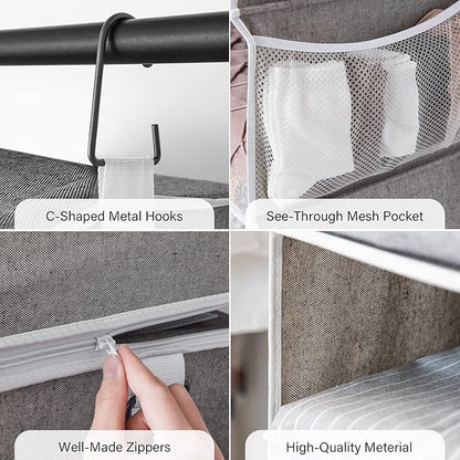 StorageWorks 6-Shelf Jumbo Closet Organizers, Two 3-Shelf Separable Hanging Shelves for Closet, 13" D x 15" W x 48 ¼"H，Gray