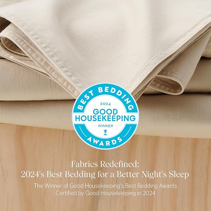 Double Stitch Cotton Tencel Duvet Cover - King Size Comforter Cover, Luxury & Soft Eucalyptus Lyocell Bedding Set for Hot Sleepers, Cooling & Breathable, Button Closure, Sandstone, 106"x90"