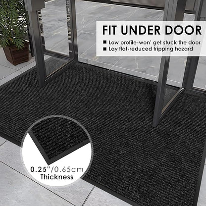 3′ x 7′ Front Door Mat Indoor Outdoor Entrance, Commercial Floor Mat Heavy Duty Dirt Trapper Entryway Doormat, Custom Size Non Slip Rubber Backing Welcome mat, Door Mat for High Traffic Area