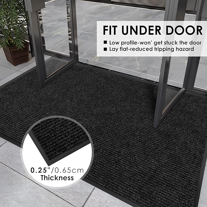 2′ x 23′ Front Door Mat Indoor Outdoor Entrance, Commercial Floor Mat Heavy Duty Dirt Trapper Entryway Doormat, Custom Size Non Slip Rubber Backing Welcome mat, Door Mat for High Traffic Area