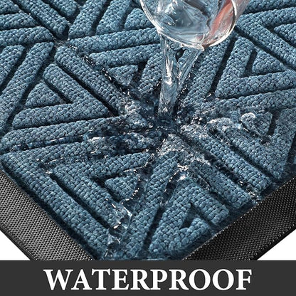 Yimobra Outdoor Mats for Front Door 29.5x17, All-Weather Waterproof Non-Slip Outdoor Door Mat Outside Eentrance, Garage/Patio Entryway Indoor Doormat, Easy Clean, Mix Blue
