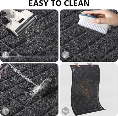Front Door Mat Indoor Outdoor Entrance, 30" x 36" Heavy Duty All-Season All-Weather Waterproof Doormat Trap Dirt and Moisture Easy Clean Low Profile Patio Porch Entryway Mat