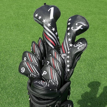 BIG TEETH Putter Cover Mallet Putter Cover Half Mallet Small Golf Headcover, Mini Club Head Protector Magnetic Closure Black Leather for Odyssey White Hot #5 Golf Rossie Tour Edge Chipper etc