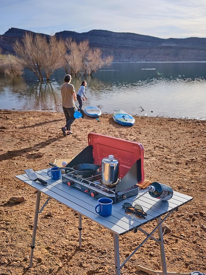 Camp Chef Mountain Series Kodiak - High Outpt Two-Burner Camp Stove - Lid Doubles as Windscreen - Portable Cooking Stove - For Outdoor Cooking - 20,000 BTU’s