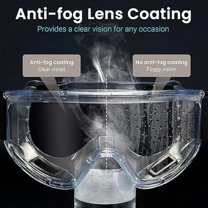 AirGearPro Vision-1000 Anti-Fog Safety Goggles | Impact Resistant Protective Goggles | ANSI Z87.1 Work Goggles for Painting, Sanding, Dust, Woodworking, Construction, Chemistry, Laboratory (1 Pack)