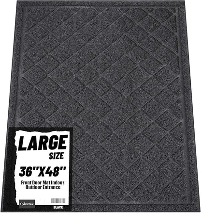 Front Door Mat Indoor Outdoor Entrance, 36" x 48" Heavy Duty All-Season All-Weather Waterproof Doormat Trap Dirt and Moisture Easy Clean Low Profile Patio Porch Entryway Mat