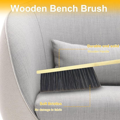 2 Pcs Hand Broom Brush, Wooden Handle Soft Bristle Cleaning Dust Brush，for Furniture, Bed, Car, Bench, Crevice Cleans, Sofa, Fireplace, Clothes (Straight Handle)