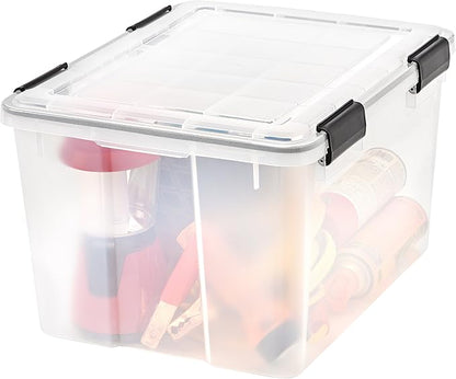 IRIS USA 47 Quart WEATHERPRO Plastic Storage Bins with Lids, Tote Organizing Container with Durable Lid and Seal and Secure Latching Buckles, 6 Pack