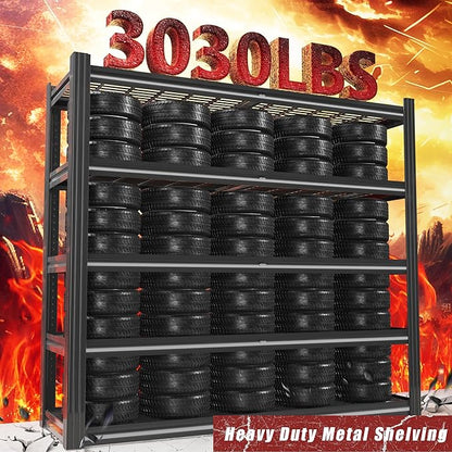 48" W Metal Garage Shelving 5 Tier Storage Shelves Heavy Duty 3030LBS Adjustable Shelf Unit Garage Shelving for Warehouse, Industrial, Basement, 72" H x 48" W x 24" D