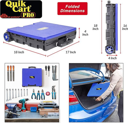 dbest products Quik Cart Pro Wheeled Rolling Crate Teacher Utility with seat Heavy Duty Collapsible Basket with Handle, Blue