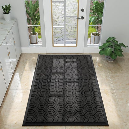 Yimobra Large Door Mat Outside Entrance 47x32, Waterproof Heavy Duty Outdoor Mats for Front Door, Non Slip Rubber Entry Mat for Garage Patio, Easy Clean, Black