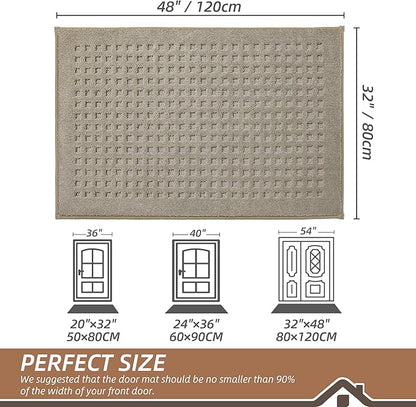 BEQHAUSE Waffle Door Mats Indoor 32"x48", Dog Mat for Muddy Paws Absorbent and Dirt Resist Floor Mats Non-Slip Washable Rugs for Entryway, Welcome Mat for Front Back Door, Muddy Wet Shoes, Beige