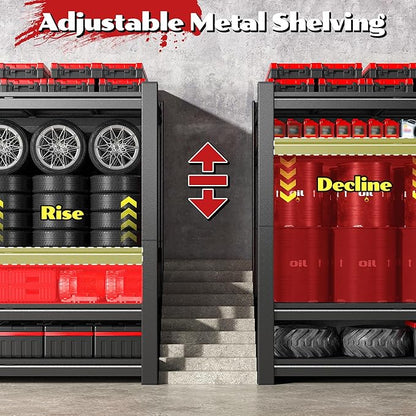 2500LBS Storage Shelves, 60.1" W Garage Shelving Heavy Duty, Adjustable Metal Shelving Unit, Storage Rack for Garage, Basement, Warehouse with Tool-Free Installation, 60.1" W x 24" D x 60.1" H