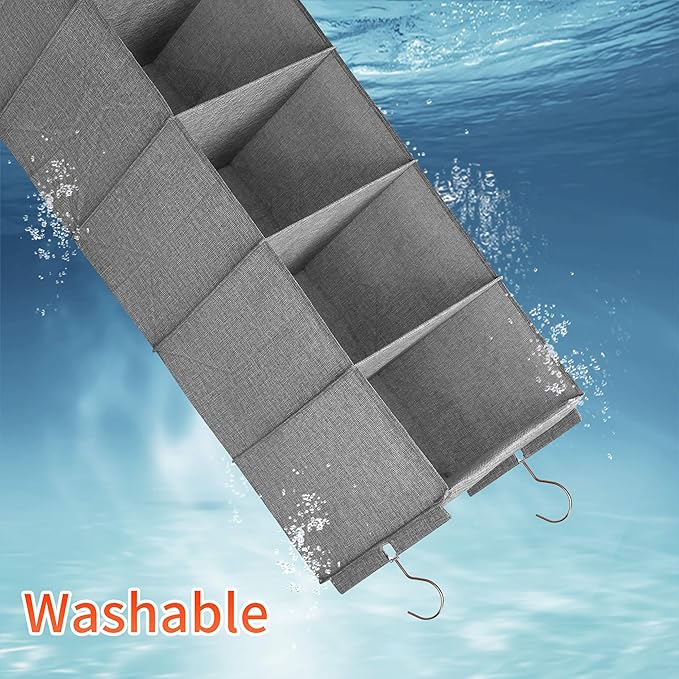 Large Hanging Sweater Organizer for Closet,Collapsible 6-Shelf Hanging Closet Shelves with Drawers, Washable (Grey-6 Shelf-1 d)